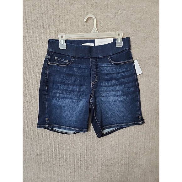 Liz Claiborne Amber Pull-On Shorts Womens 6 Blue Armour Wash Denim Stretch NEW - Picture 2 of 10